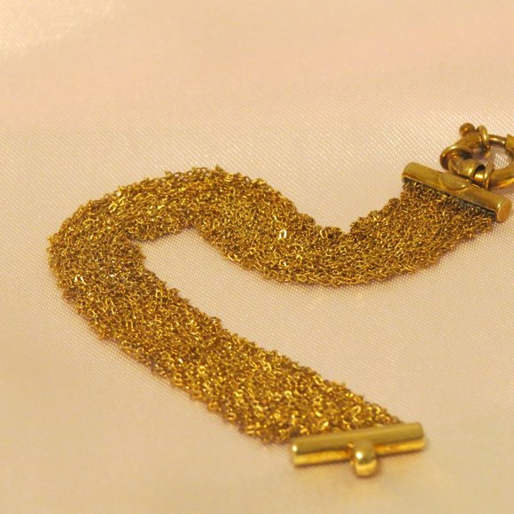 18k plated Sterling Silver multi chain hand made bracelet - Picture 4 of 4